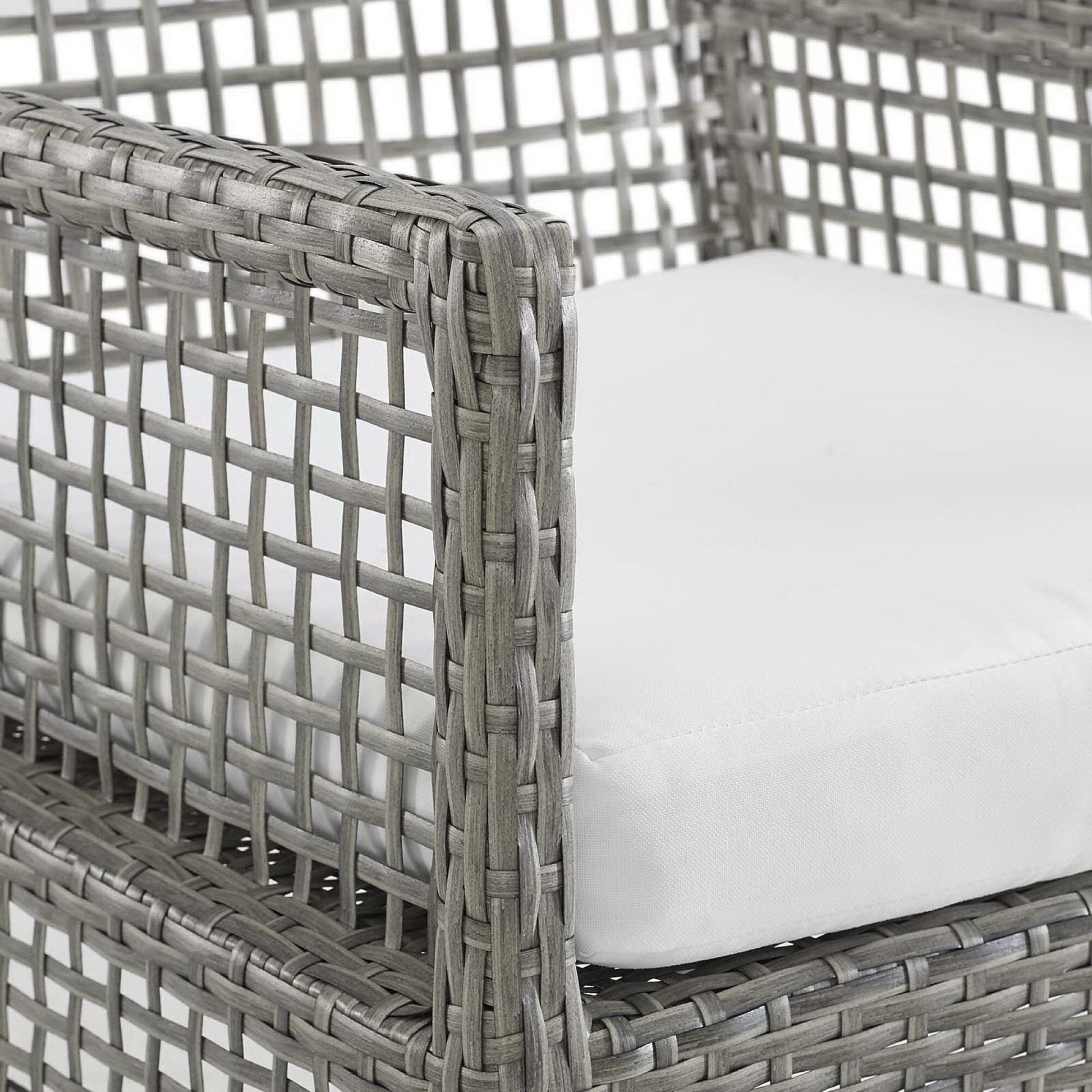 Aura Outdoor Patio Wicker Rattan Dining Armchair (Set of 2) (Gray / White) by Modway Dining Chair Modway 