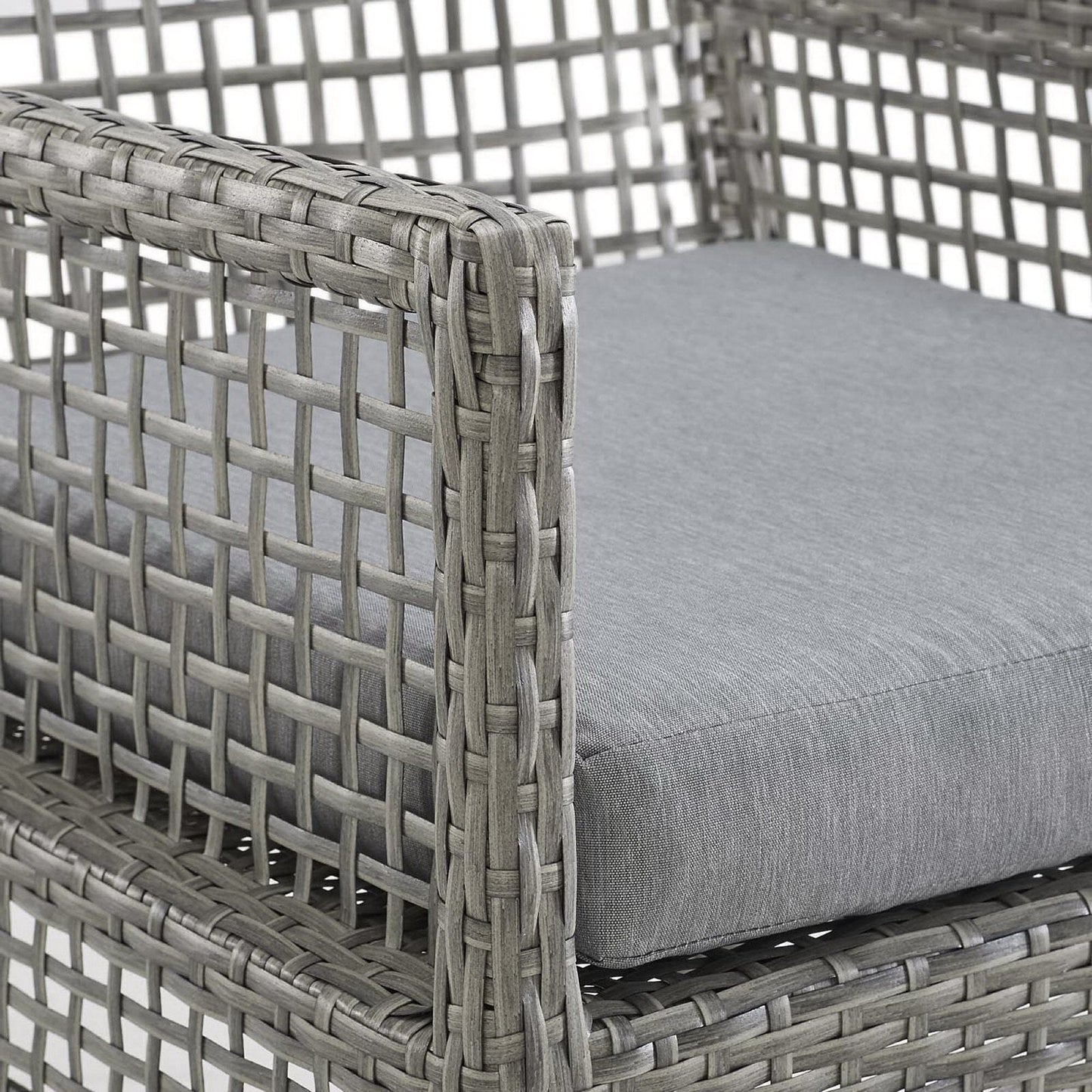 Aura Outdoor Patio Wicker Rattan Dining Armchair Set of 4 (Gray / Gray) by Modway Dining Chair Modway 