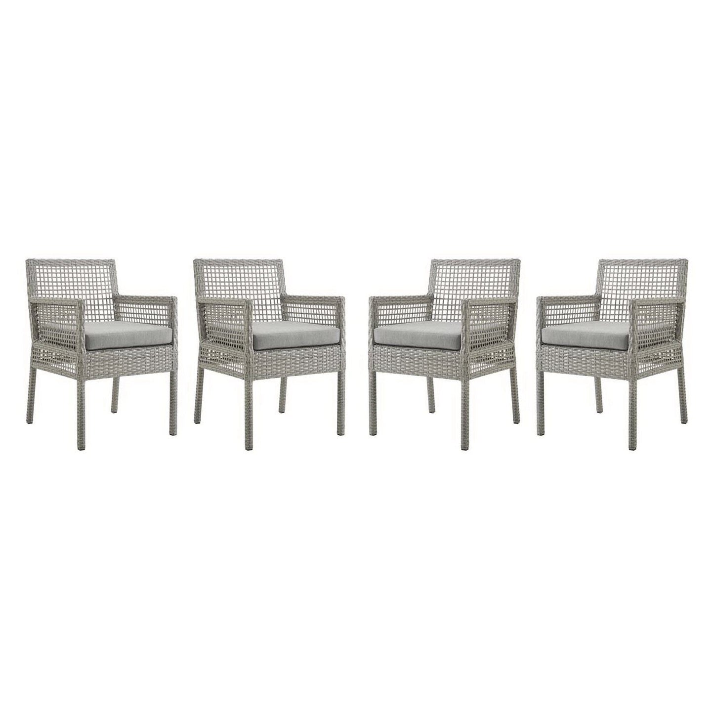 Aura Outdoor Patio Wicker Rattan Dining Armchair Set of 4 (Gray / Gray) by Modway Dining Chair Modway 