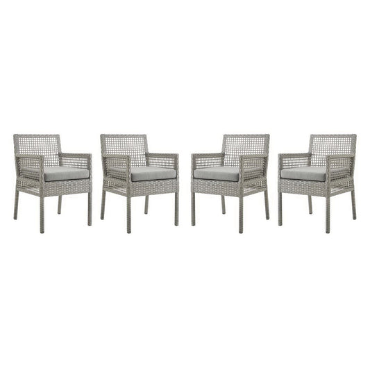 Aura Outdoor Patio Wicker Rattan Dining Armchair Set of 4 (Gray / Gray) by Modway Dining Chair Modway 