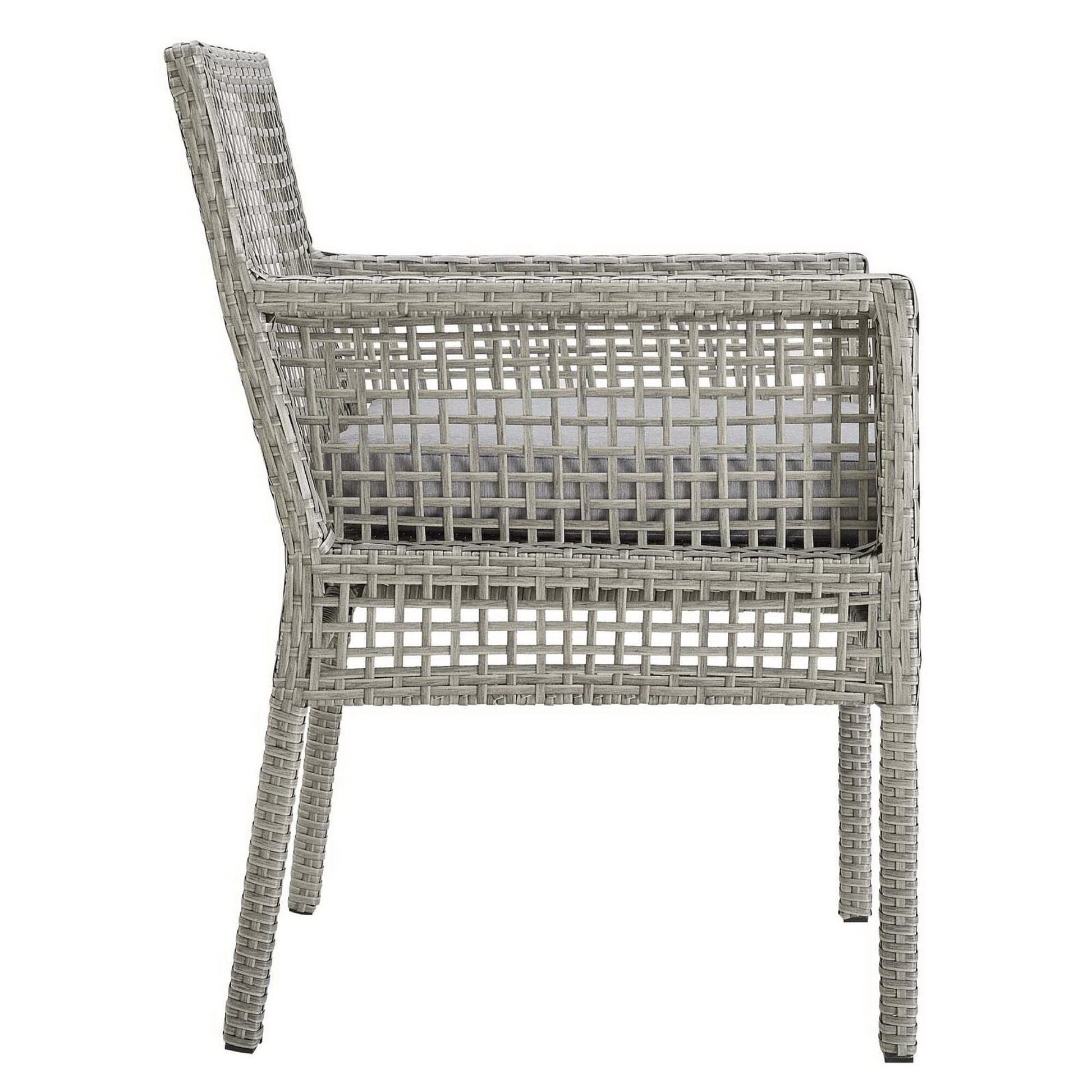 Aura Outdoor Patio Wicker Rattan Dining Armchair Set of 4 (Gray / Gray) by Modway Dining Chair Modway 
