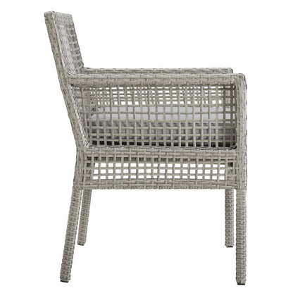 Aura Outdoor Patio Wicker Rattan Dining Armchair Set of 4 (Gray / Gray) by Modway Dining Chair Modway 