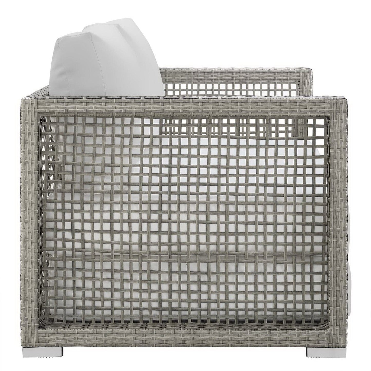 Aura Outdoor Patio Wicker Rattan Loveseat (Gray / White) by Modway Loveseat Modway 