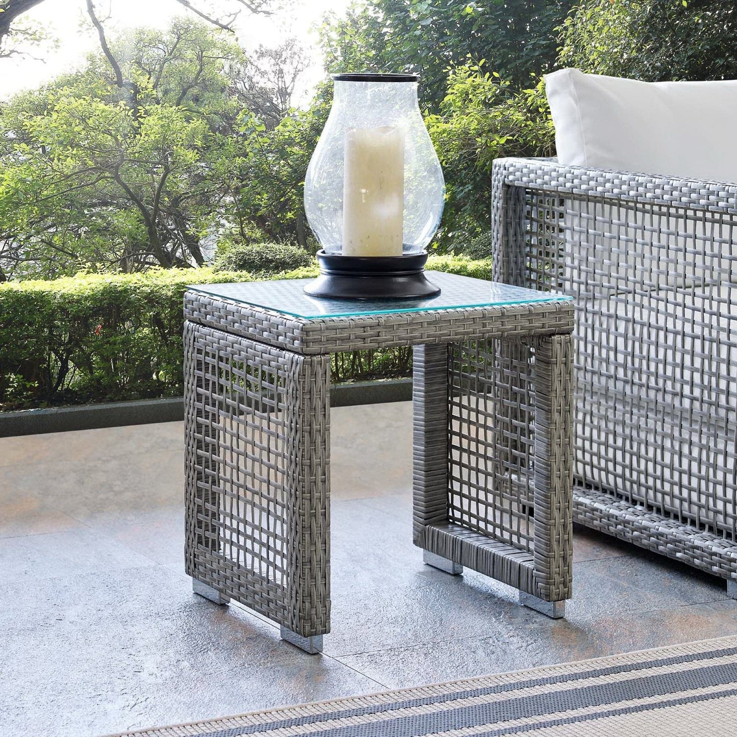 Aura Outdoor Patio Wicker Rattan Side Table (Gray) by Modway Outdoor Patio Side Table Modway 