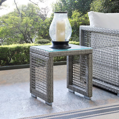 Aura Outdoor Patio Wicker Rattan Side Table (Gray) by Modway Outdoor Patio Side Table Modway 