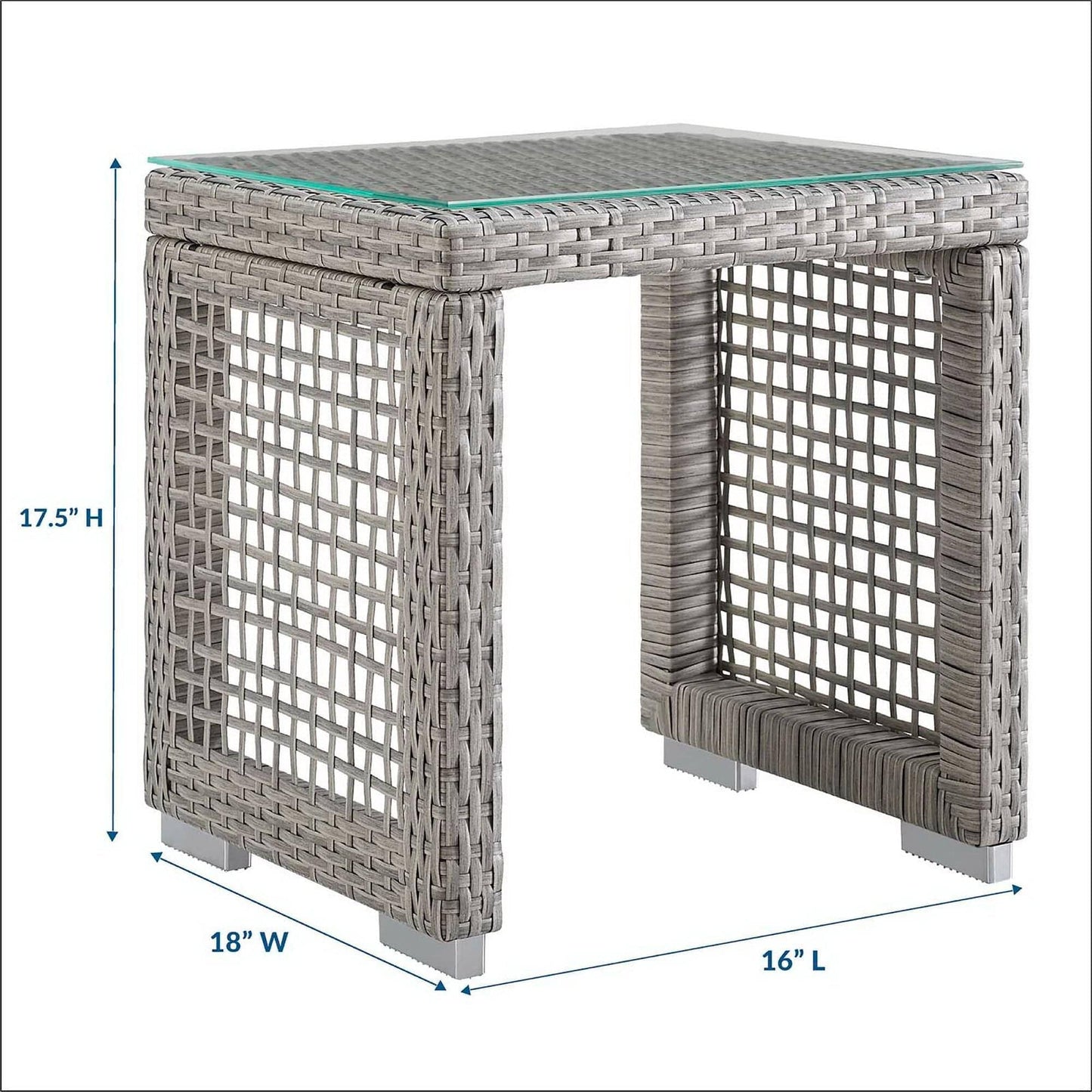 Aura Outdoor Patio Wicker Rattan Side Table (Gray) by Modway Outdoor Patio Side Table Modway 