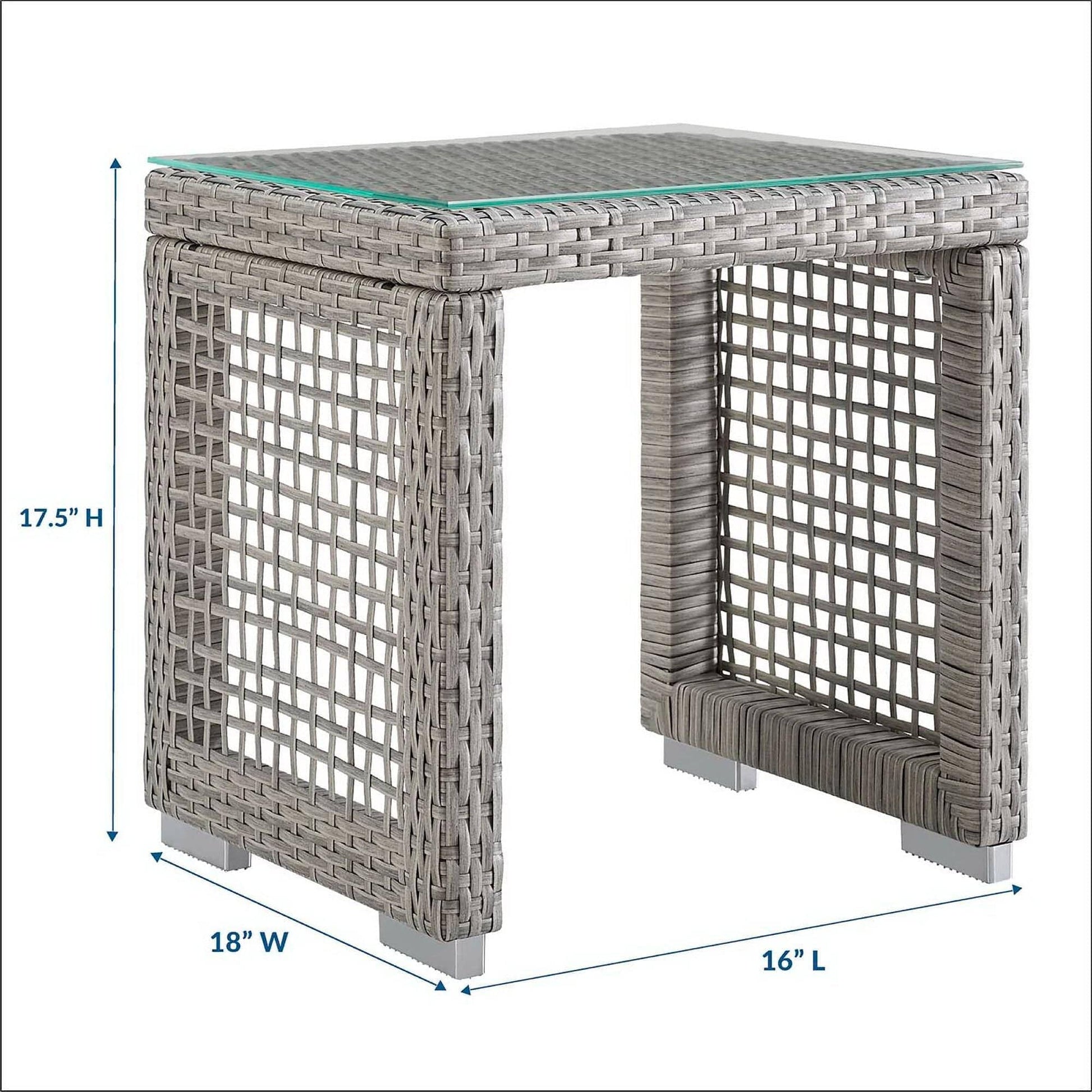 Aura Outdoor Patio Wicker Rattan Side Table (Gray) by Modway Outdoor Patio Side Table Modway 