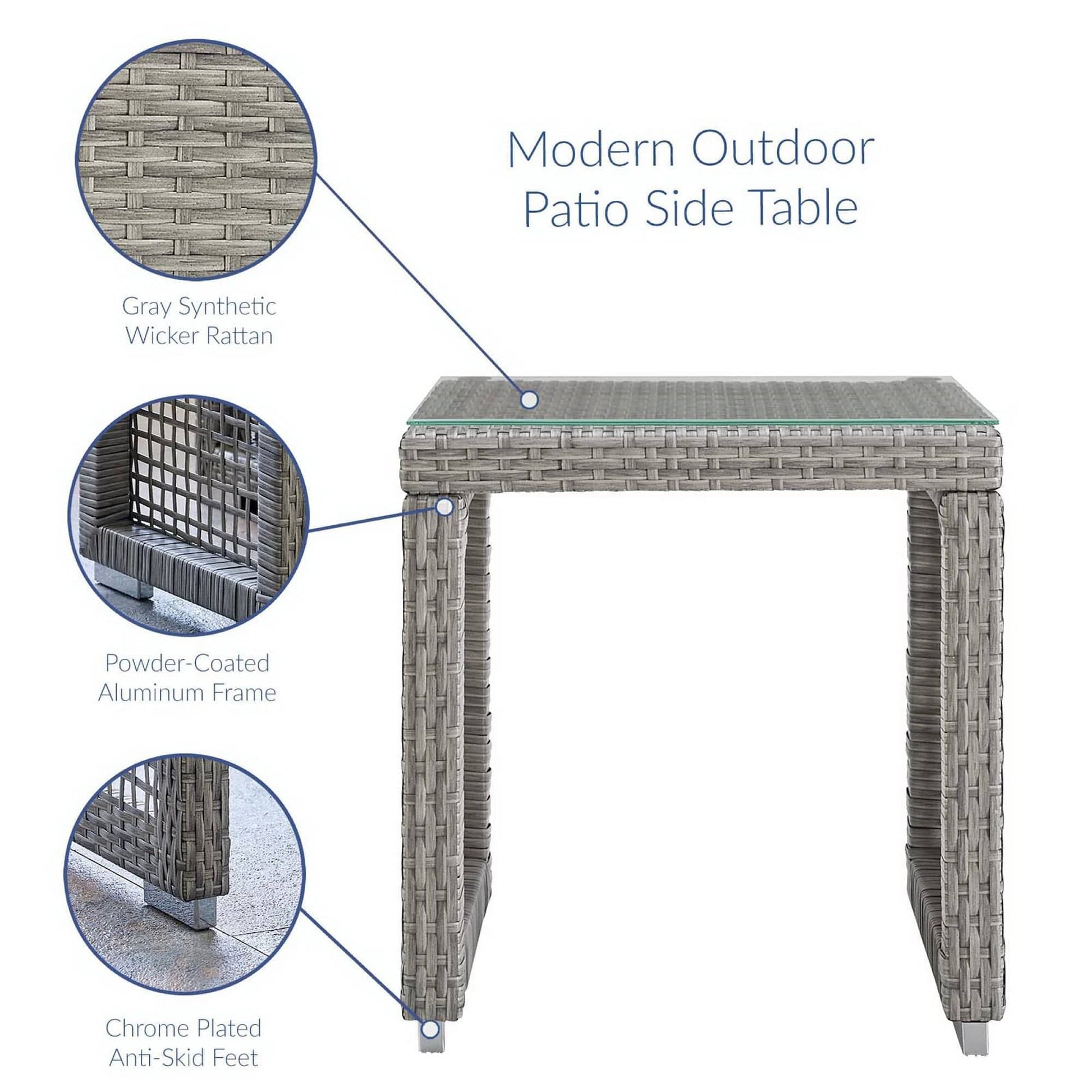 Aura Outdoor Patio Wicker Rattan Side Table (Gray) by Modway Outdoor Patio Side Table Modway 