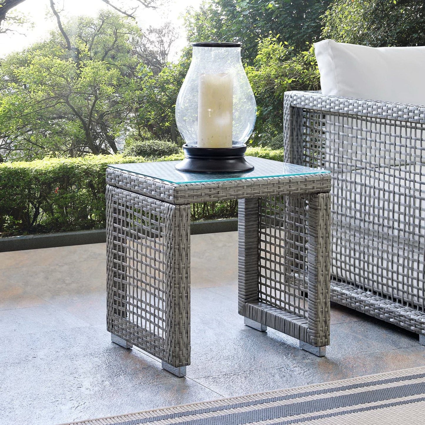 Aura Outdoor Patio Wicker Rattan Side Table (Gray) by Modway Side Table Modway 