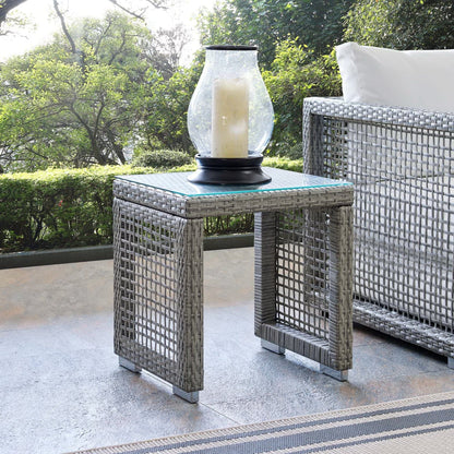 Aura Outdoor Patio Wicker Rattan Side Table (Gray) by Modway Side Table Modway 
