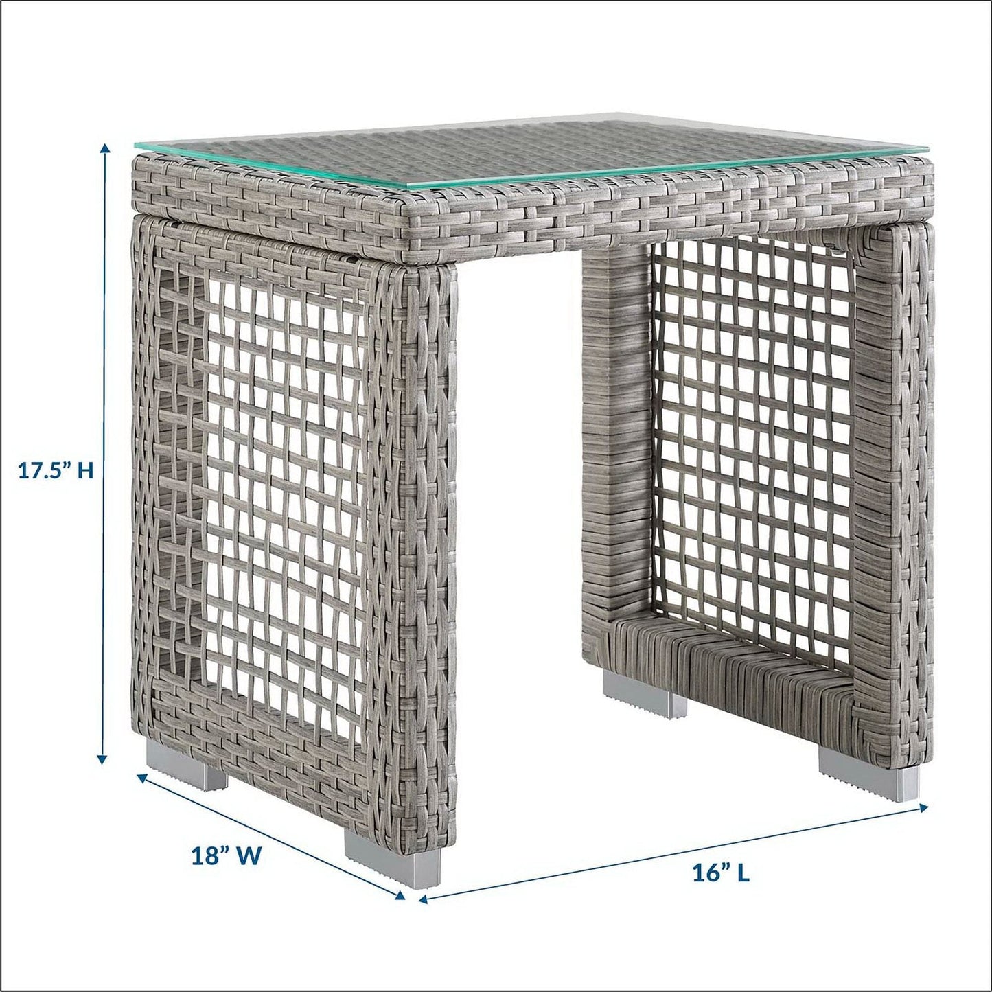 Aura Outdoor Patio Wicker Rattan Side Table (Gray) by Modway Side Table Modway 
