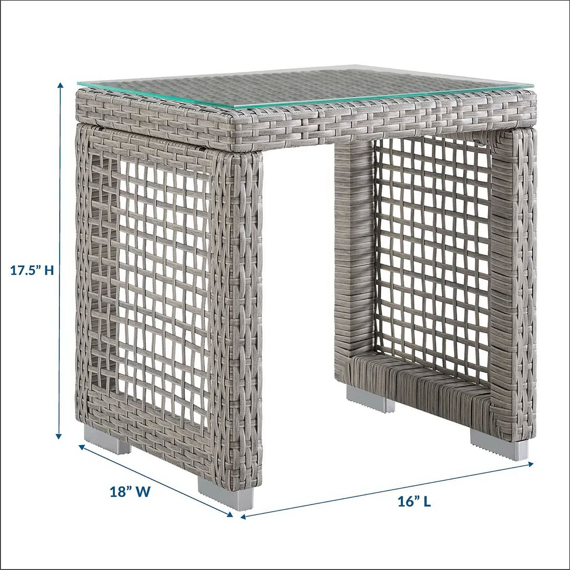 Aura Outdoor Patio Wicker Rattan Side Table (Gray) by Modway Side Table Modway 