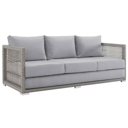 Aura Outdoor Patio Wicker Rattan Sofa (Gray / Gray) by Modway Outdoor Sofa Modway 