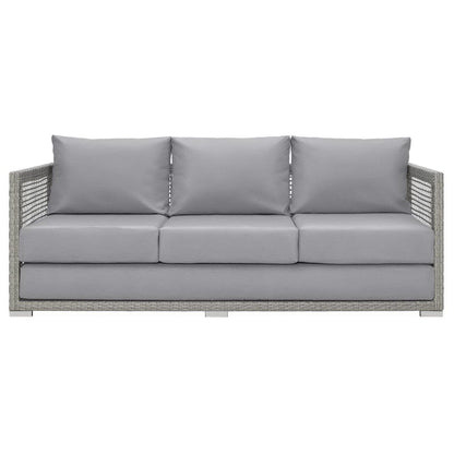 Aura Outdoor Patio Wicker Rattan Sofa (Gray / Gray) by Modway Sofa Modway 