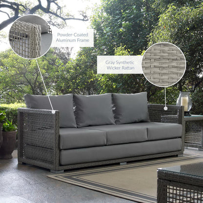 Aura Outdoor Patio Wicker Rattan Sofa (Gray / Gray) by Modway Sofa Modway 
