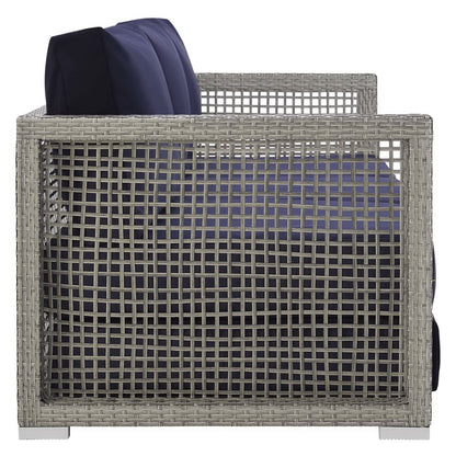 Aura Outdoor Patio Wicker Rattan Sofa (Gray / Navy) by Modway Sofa Modway 