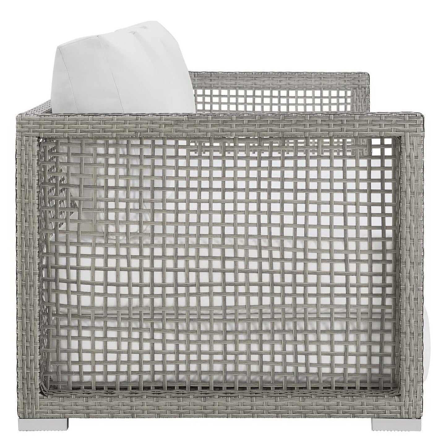 Aura Outdoor Patio Wicker Rattan Sofa (Gray / White) by Modway Sofa Modway 