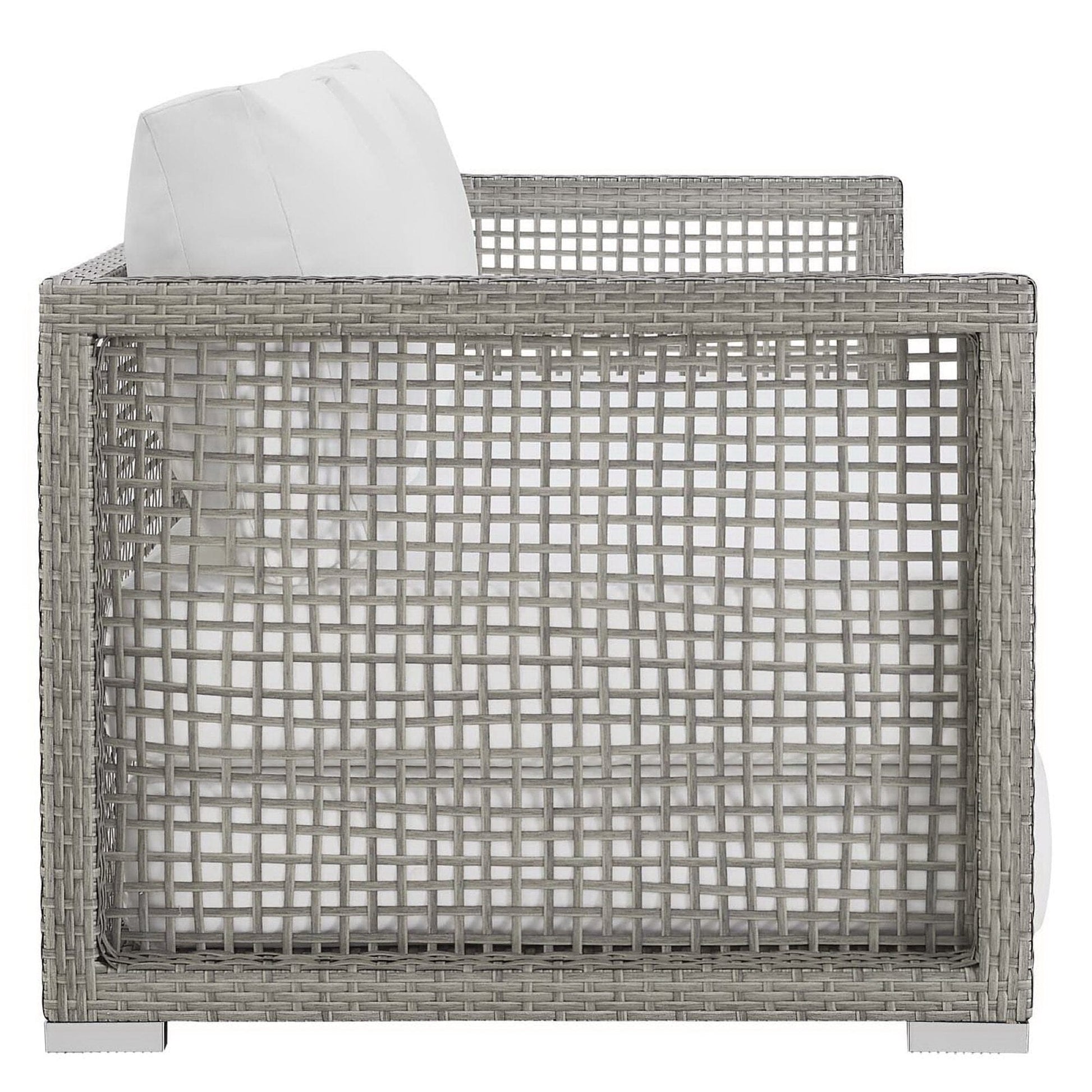 Aura Outdoor Patio Wicker Rattan Sofa (Gray / White) by Modway Sofa Modway 