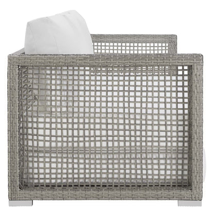 Aura Outdoor Patio Wicker Rattan Sofa (Gray / White) by Modway Sofa Modway 