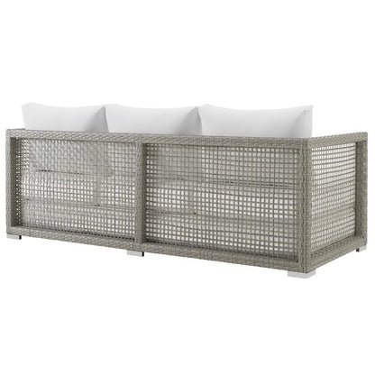Aura Outdoor Patio Wicker Rattan Sofa (Gray / White) by Modway Sofa Modway 