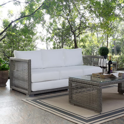Aura Outdoor Patio Wicker Rattan Sofa (Gray / White) by Modway Sofa Modway 