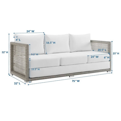 Aura Outdoor Patio Wicker Rattan Sofa (Gray / White) by Modway Sofa Modway 