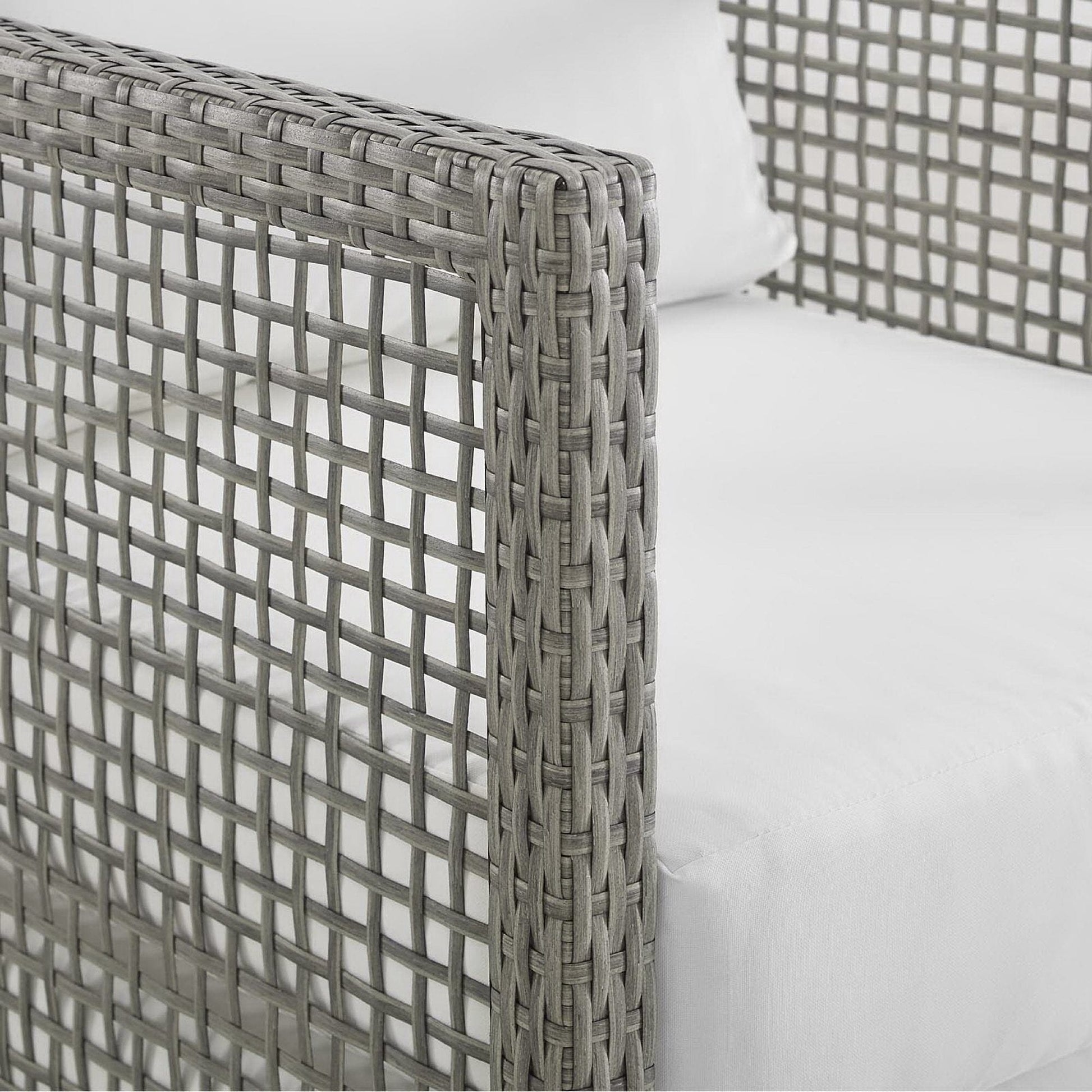 Aura Outdoor Patio Wicker Rattan Sofa (Gray / White) by Modway Sofa Modway 