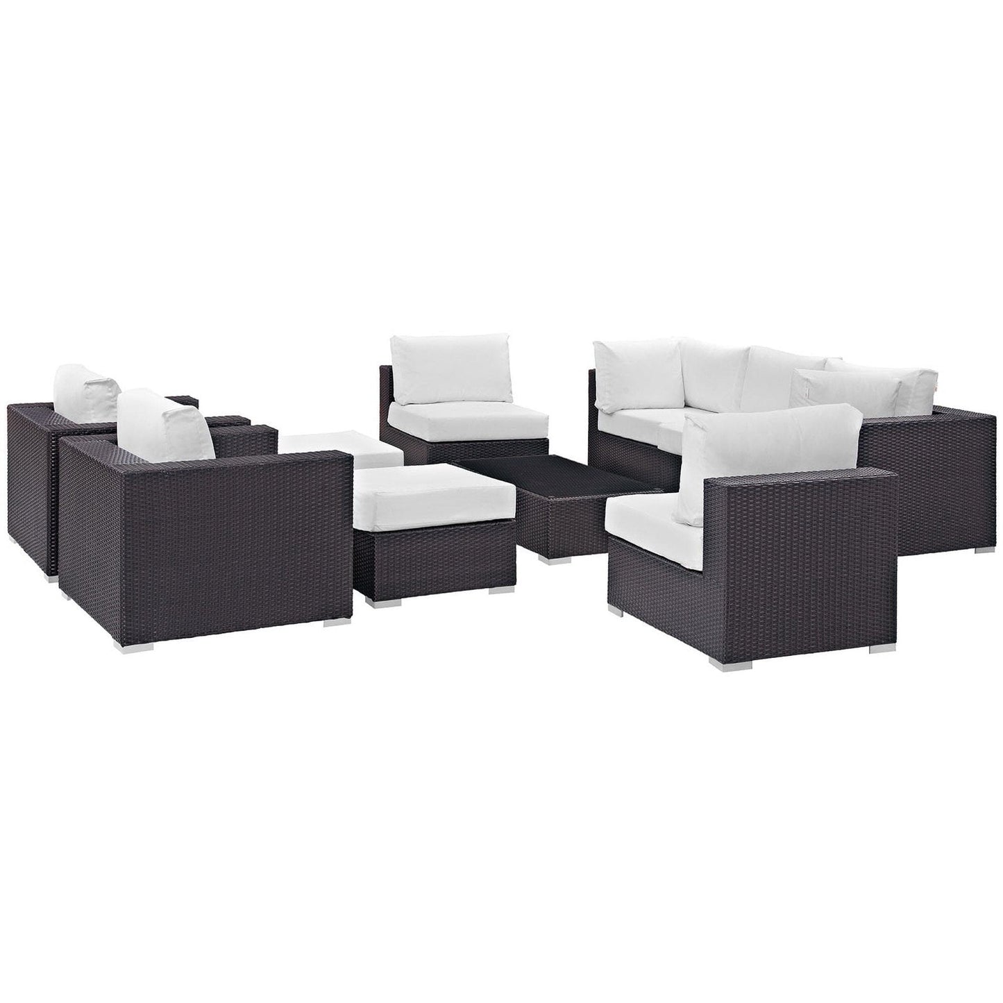Convene 10 Piece Outdoor Patio Sectional Set in Espresso White by Modway (EEI-2169) Sectional Set Modway 
