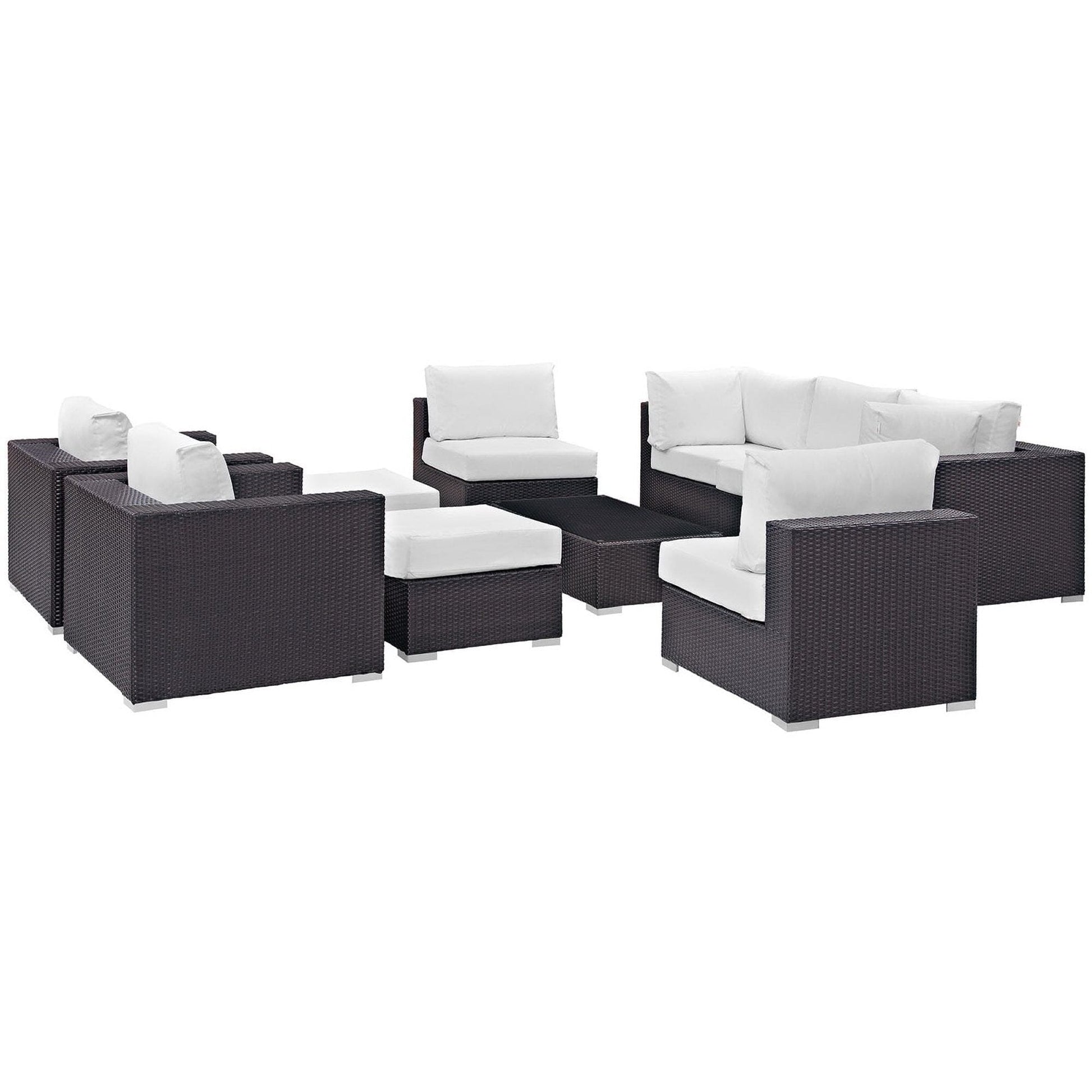 Convene 10 Piece Outdoor Patio Sectional Set in Espresso White by Modway (EEI-2169) Sectional Set Modway 