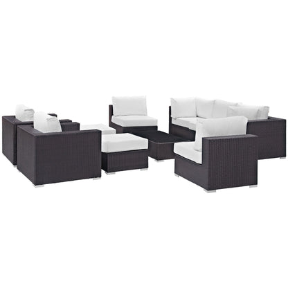 Convene 10 Piece Outdoor Patio Sectional Set in Espresso White by Modway (EEI-2169) Sectional Set Modway 