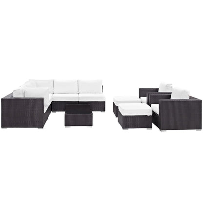 Convene 10 Piece Outdoor Patio Sectional Set in Espresso White by Modway (EEI-2169) Sectional Set Modway 