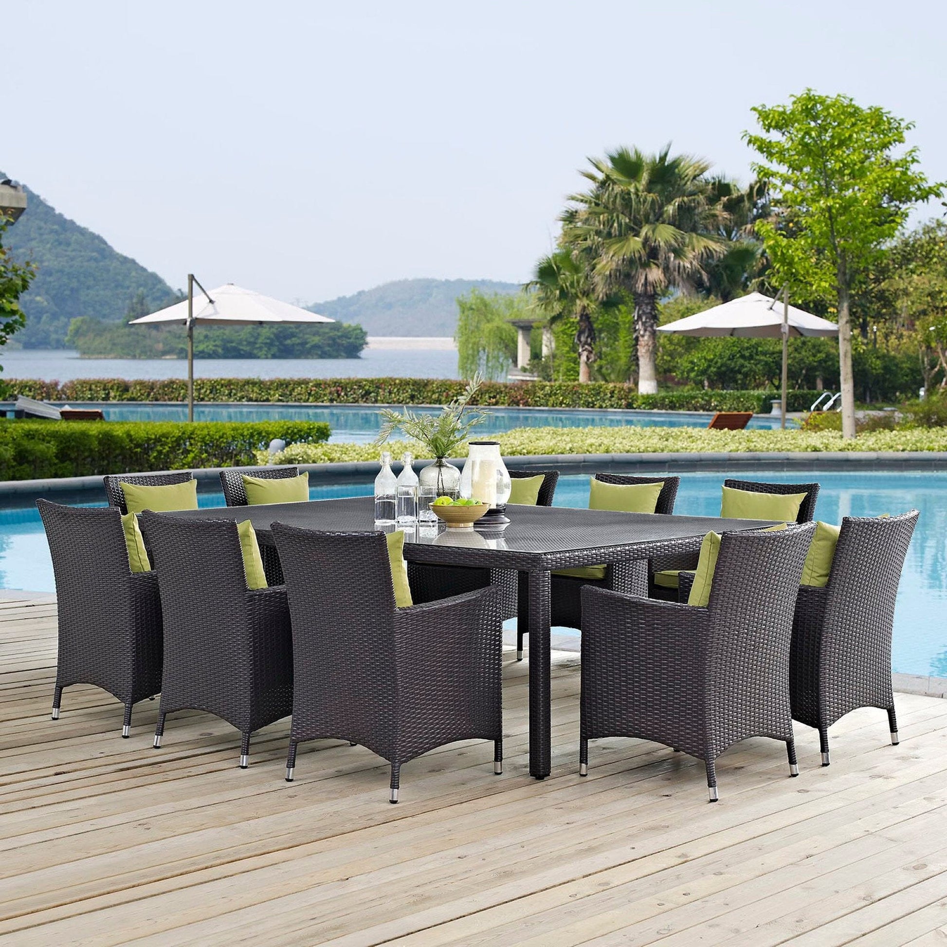 Convene 11 Piece Outdoor Patio Dining Set in Espresso Peridot by Modway (EEI-2240) Dining Set Modway 