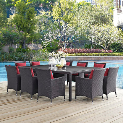 Convene 11 Piece Outdoor Patio Dining Set in Espresso Red by Modway (EEI-2240) Dining Set Modway 