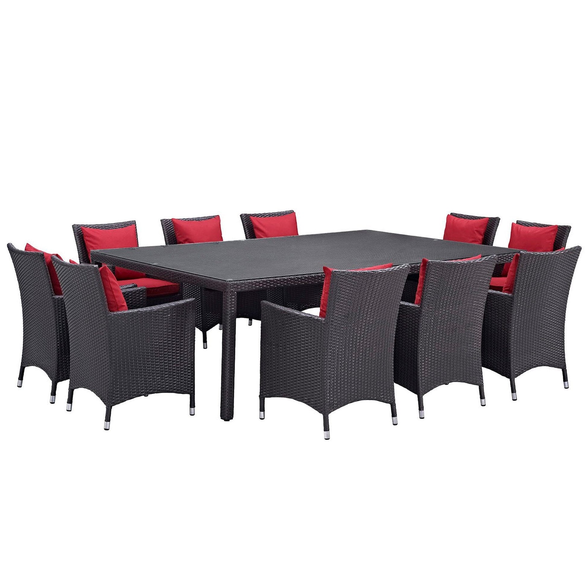 Convene 11 Piece Outdoor Patio Dining Set in Espresso Red by Modway (EEI-2240) Dining Set Modway 