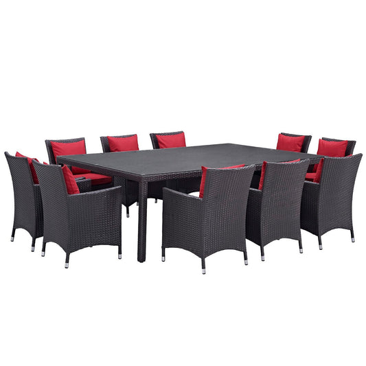Convene 11 Piece Outdoor Patio Dining Set in Espresso Red by Modway (EEI-2240) Dining Set Modway 