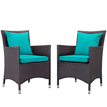 Convene 2 Piece Outdoor Patio Dining Set in Espresso Turquoise by Modway (EEI-2188) Dining Chair Modway 