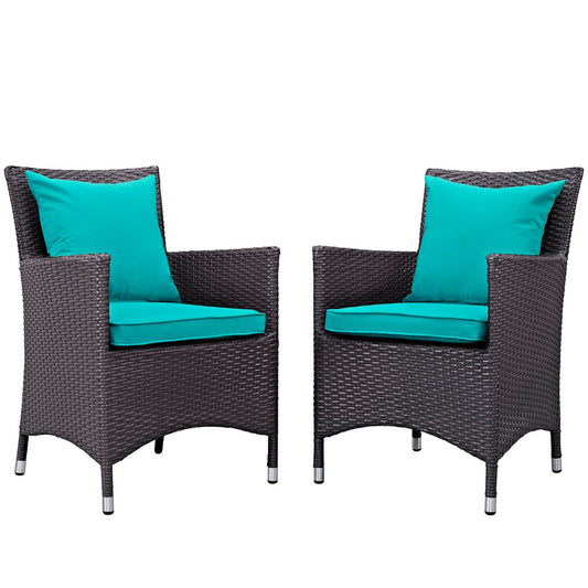 Convene 2 Piece Outdoor Patio Dining Set in Espresso Turquoise by Modway (EEI-2188) Dining Chair Modway 