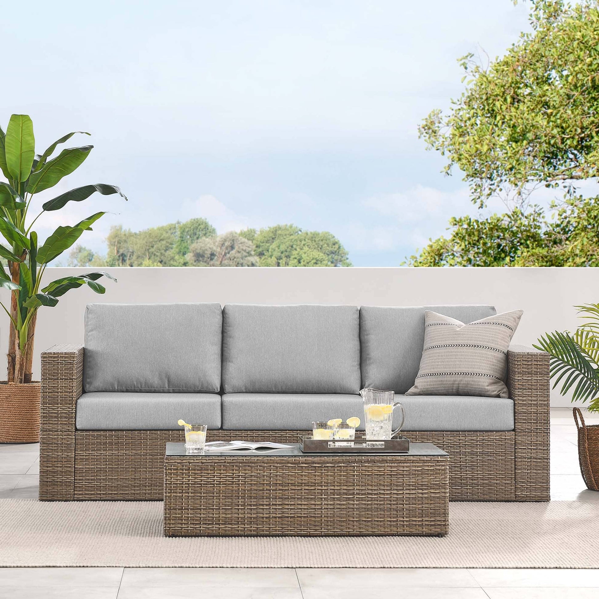Convene 2-Piece Outdoor Patio Furniture Set in Cappuccino Gray by Modway (EEI-6333) Sofa Modway 