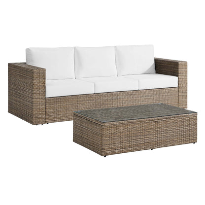 Convene 2-Piece Outdoor Patio Furniture Set in Cappuccino White by Modway (EEI-6333) Sofa Modway 