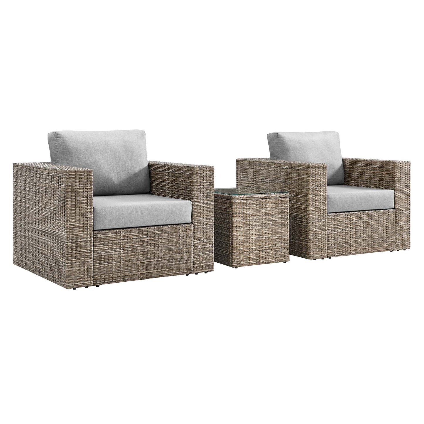 Convene 3-Piece Outdoor Patio Furniture Set in Cappuccino Gray by Modway (EEI-6327) Conversation Set Modway 