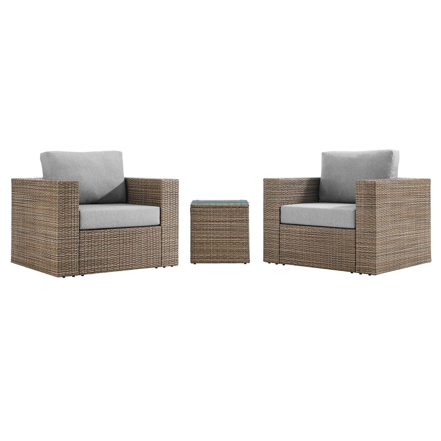 Convene 3-Piece Outdoor Patio Furniture Set in Cappuccino Gray by Modway (EEI-6327) Conversation Set Modway 