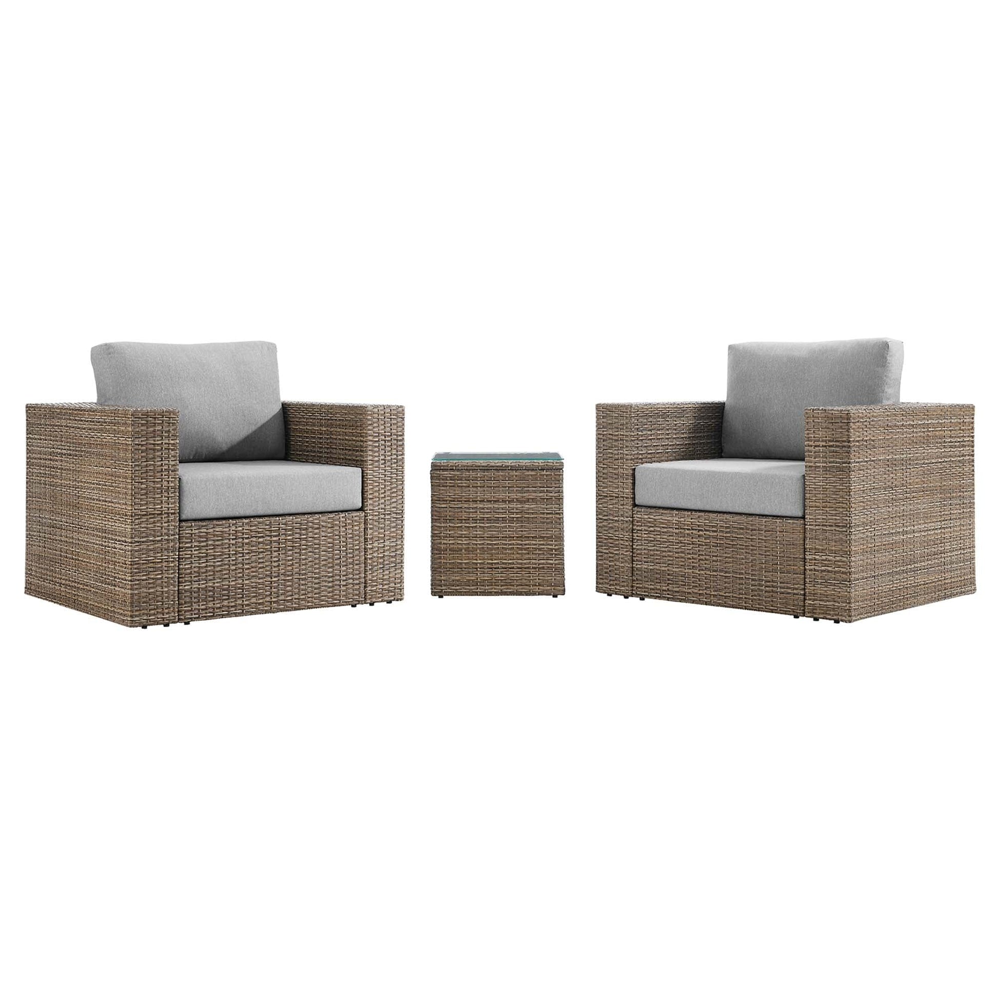 Convene 3-Piece Outdoor Patio Furniture Set in Cappuccino Gray by Modway (EEI-6327) Conversation Set Modway 