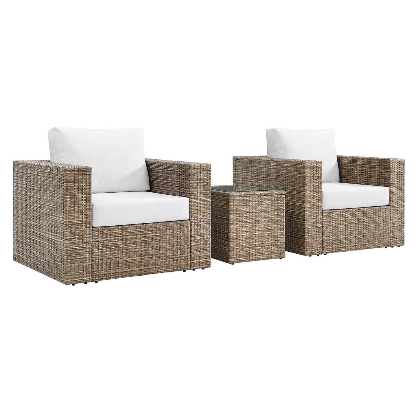 Convene 3-Piece Outdoor Patio Furniture Set in Cappuccino White by Modway (EEI-6327) Conversation Set Modway 