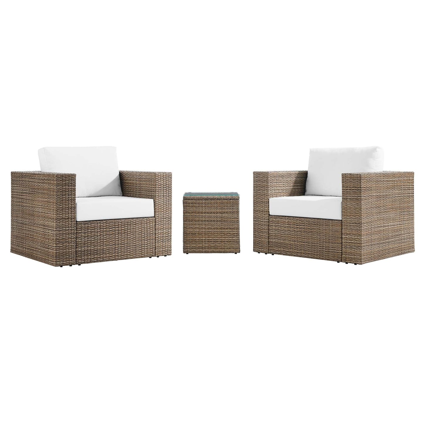 Convene 3-Piece Outdoor Patio Furniture Set in Cappuccino White by Modway (EEI-6327) Conversation Set Modway 