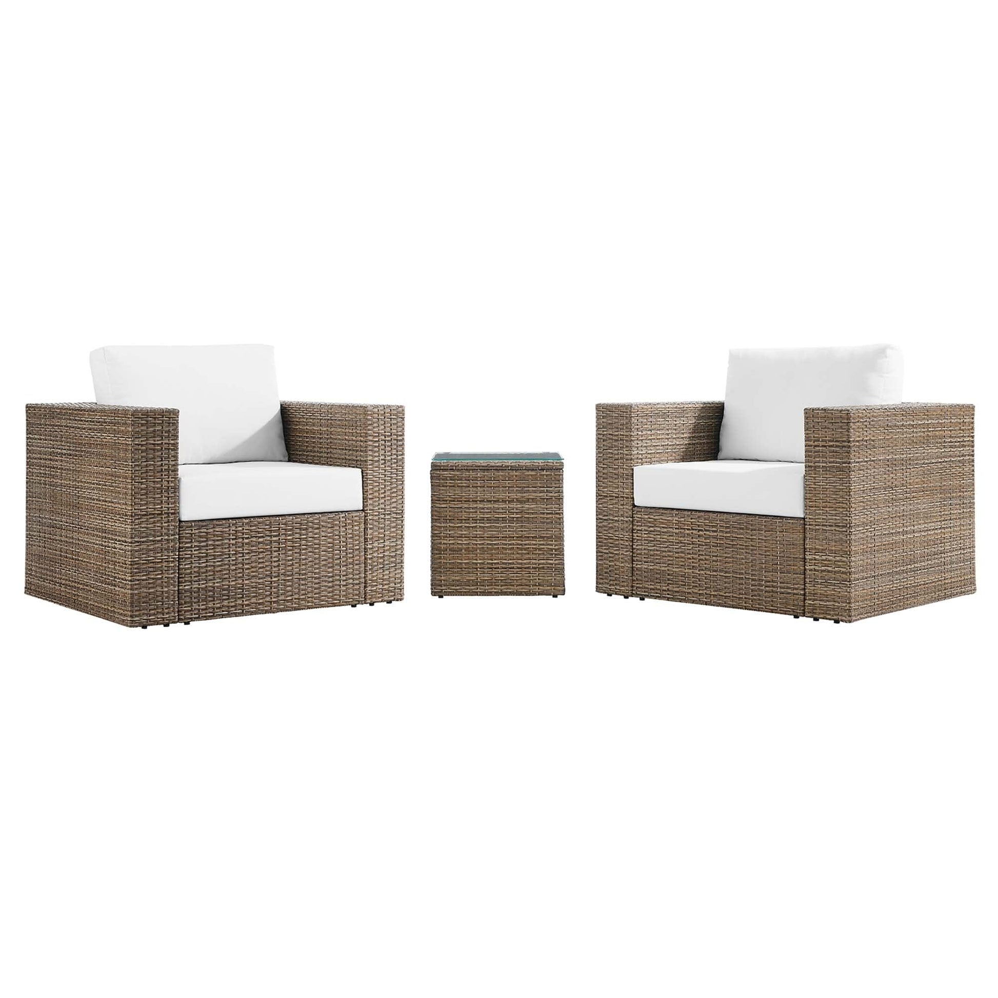Convene 3-Piece Outdoor Patio Furniture Set in Cappuccino White by Modway (EEI-6327) Conversation Set Modway 