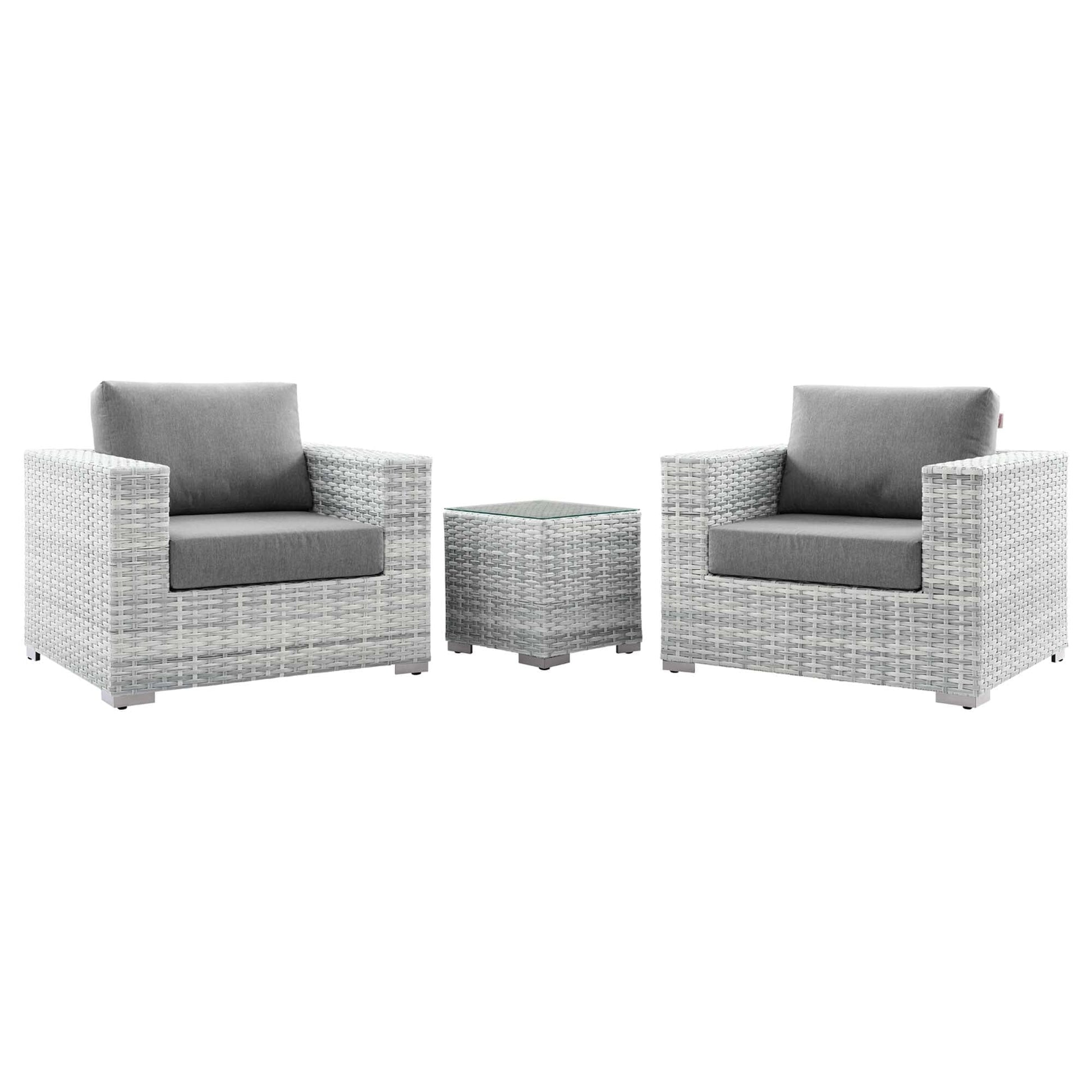Convene 3-Piece Outdoor Patio Set in Light Gray Gray by Modway (EEI-5444) Conversation Set Modway 