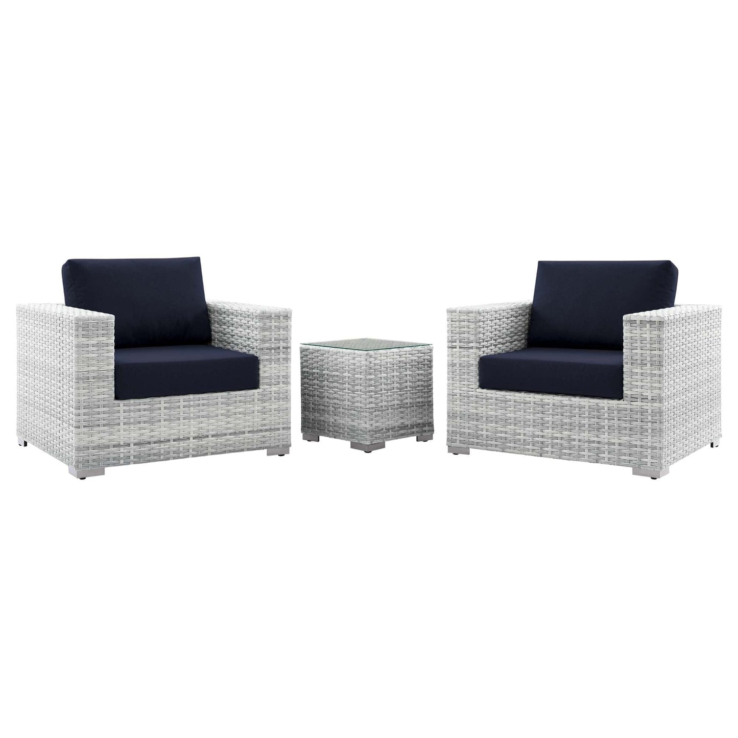 Convene 3-Piece Outdoor Patio Set in Light Gray Navy by Modway (EEI-5444) Conversation Set Modway 