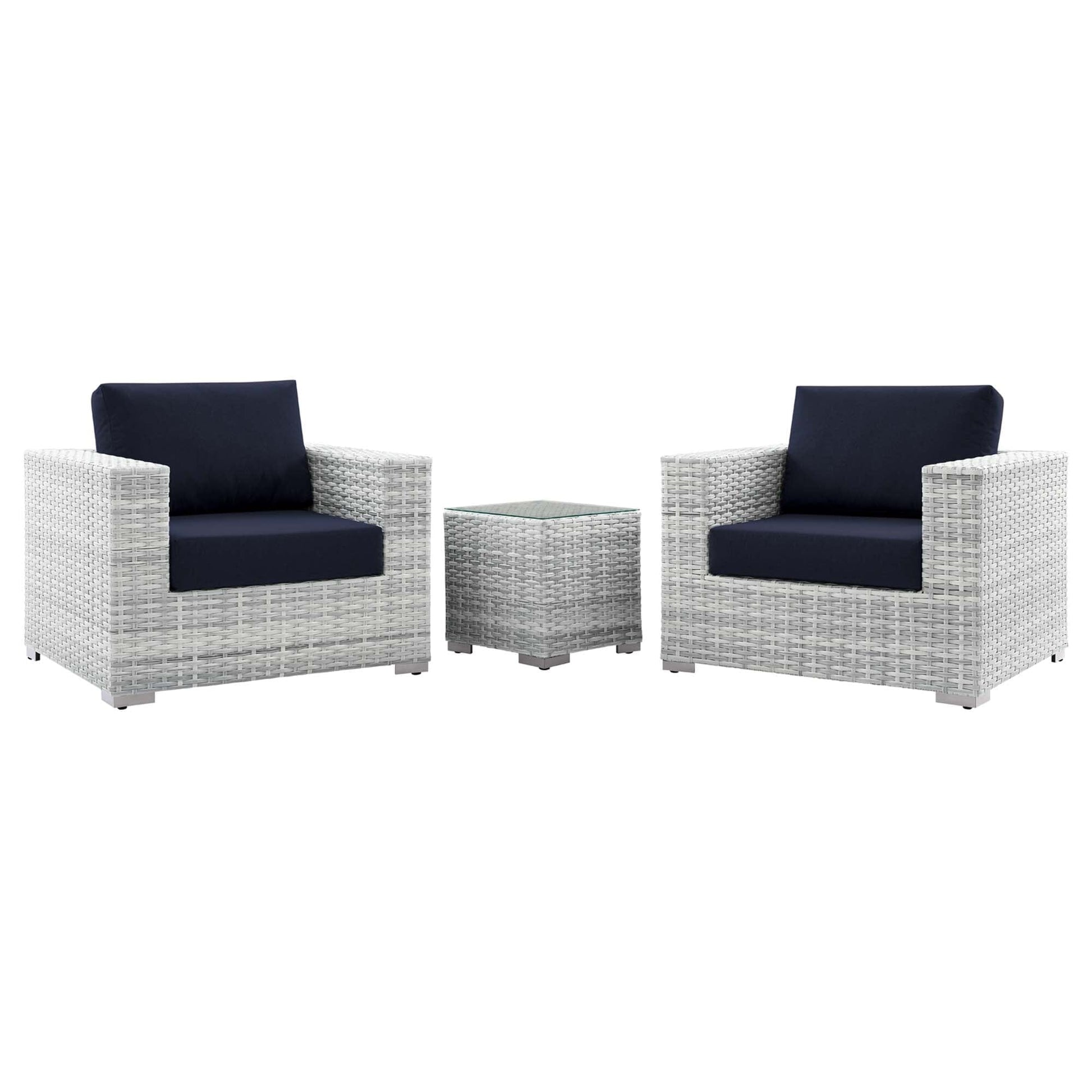 Convene 3-Piece Outdoor Patio Set in Light Gray Navy by Modway (EEI-5444) Conversation Set Modway 