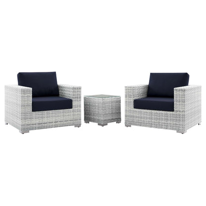 Convene 3-Piece Outdoor Patio Set in Light Gray Navy by Modway (EEI-5444) Conversation Set Modway 