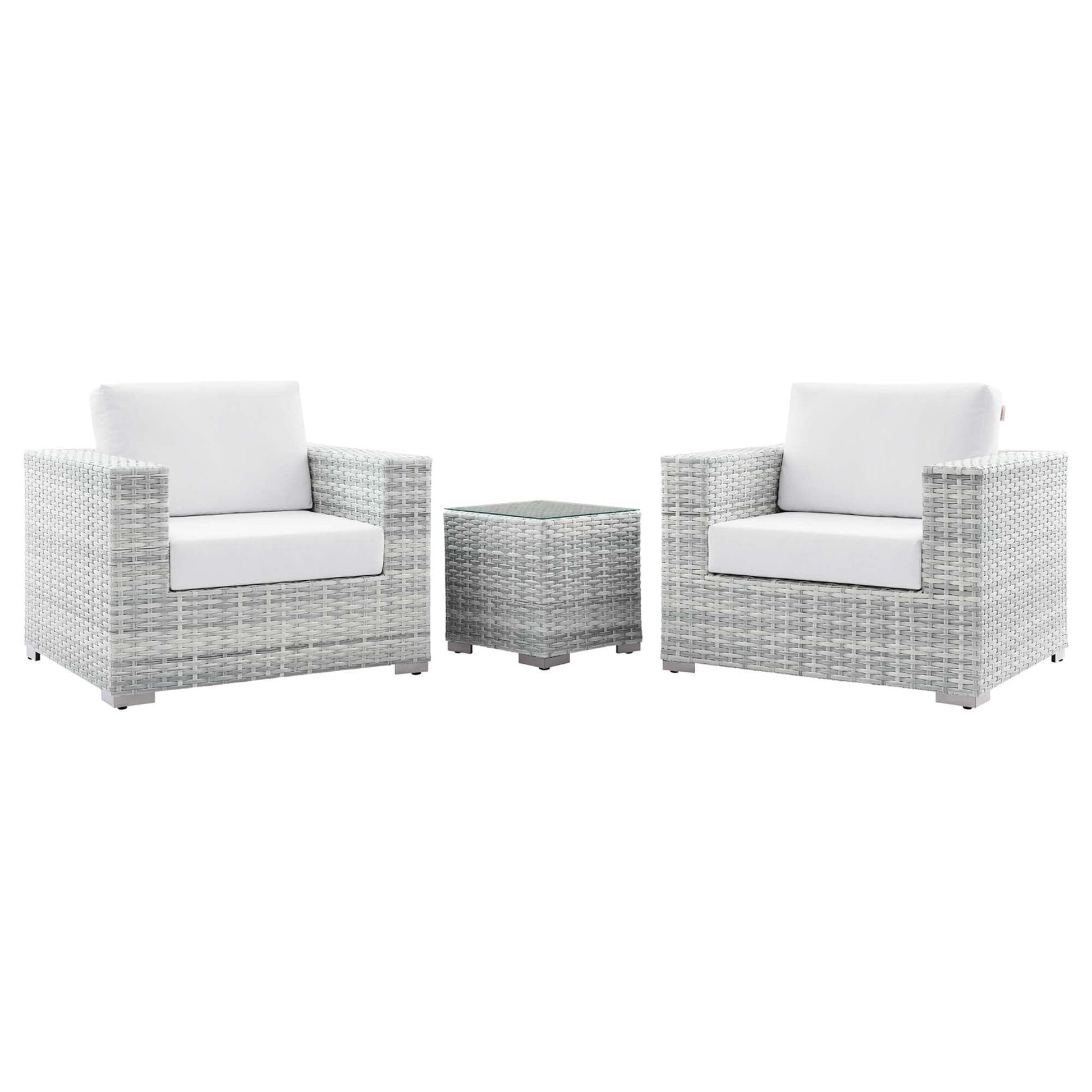 Convene 3-Piece Outdoor Patio Set in Light Gray White by Modway (EEI-5444) Conversation Set Modway 